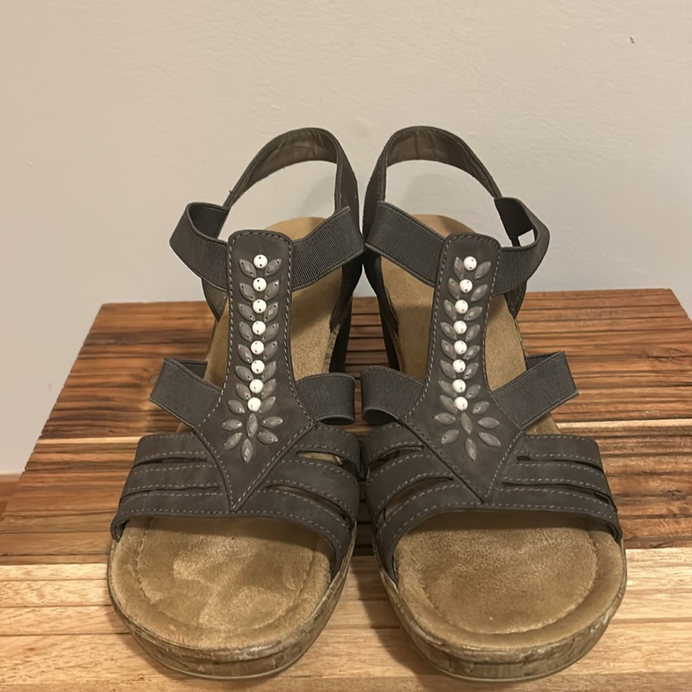 Rieker Rhinestone Block Heel Sandal